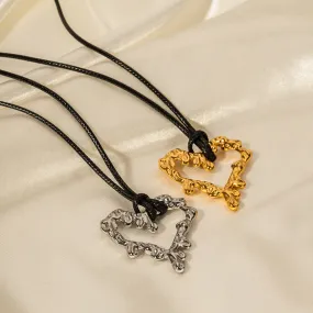SISSLIA 2024 The Latest Fashion Stainless steel Black Wax Rope Lava Hollow Love Light Luxury Senior Necklace for Women