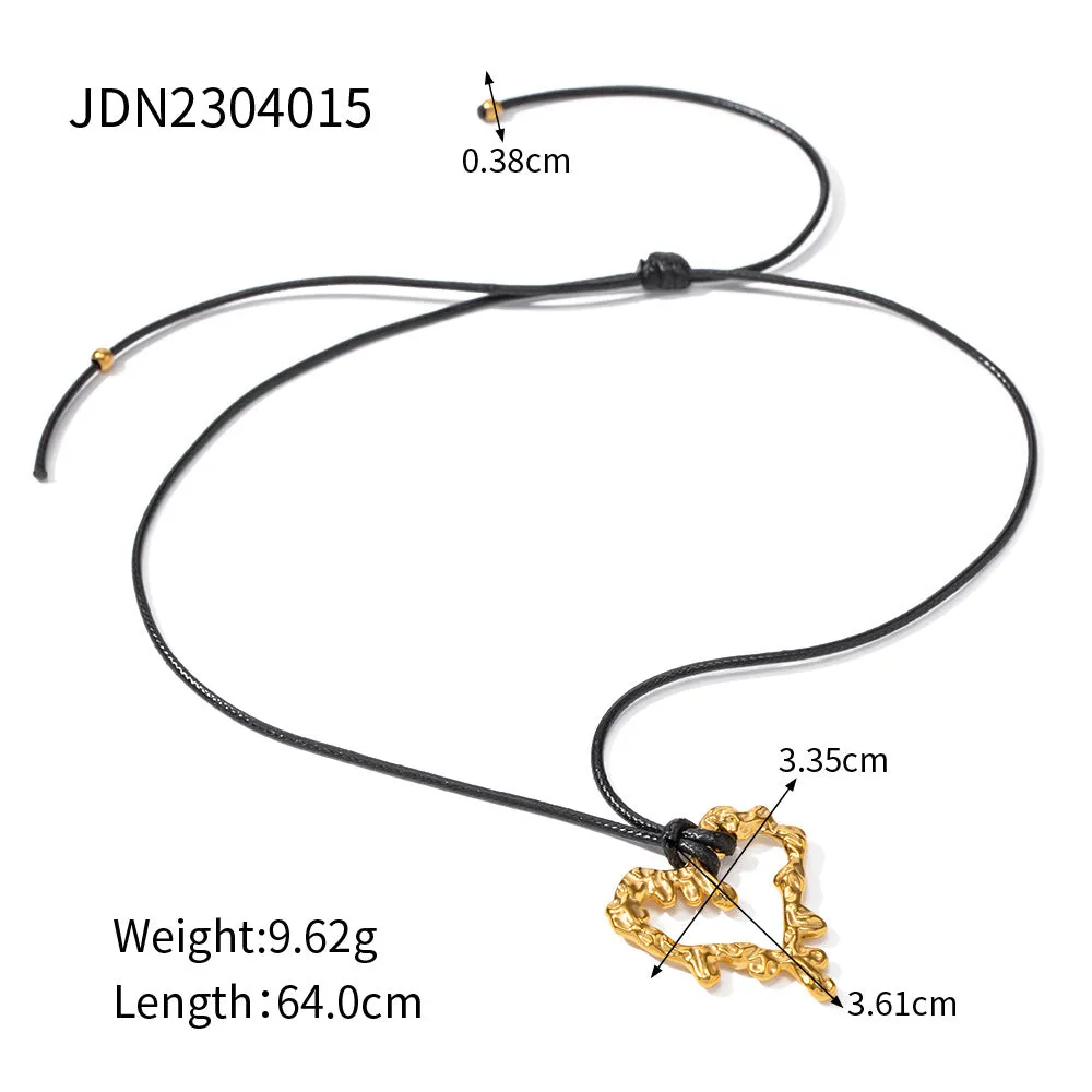 SISSLIA 2024 The Latest Fashion Stainless steel Black Wax Rope Lava Hollow Love Light Luxury Senior Necklace for Women