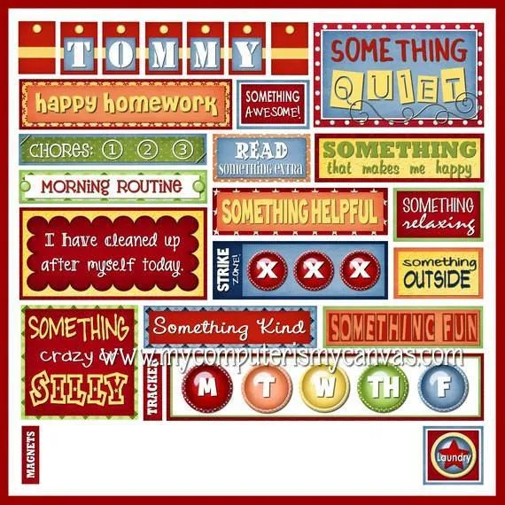 Subway Art Chore Chart {Responsibility   Weekly Planner} PRINTABLE