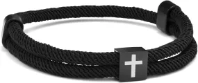 TempBeau Braided Men Rope Cross Bracelet - Adjustable Tree of Life Cord Surfing Bracelet, Handmade Nautical Navy Marine String Bracelet with Metal Knot, Easter Women Bracelets Gifts