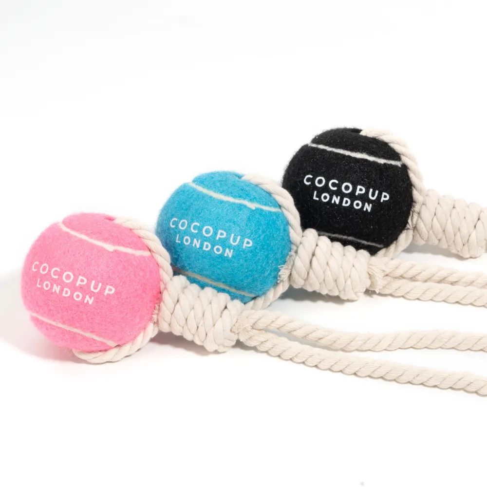 Tennis Ball Rope Toy - Midnight Black