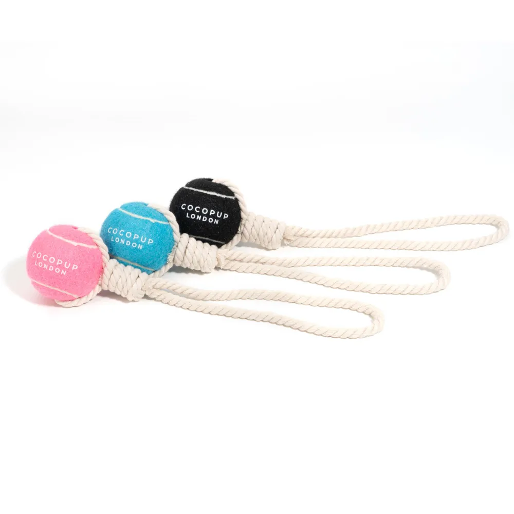 Tennis Ball Rope Toy - Midnight Black