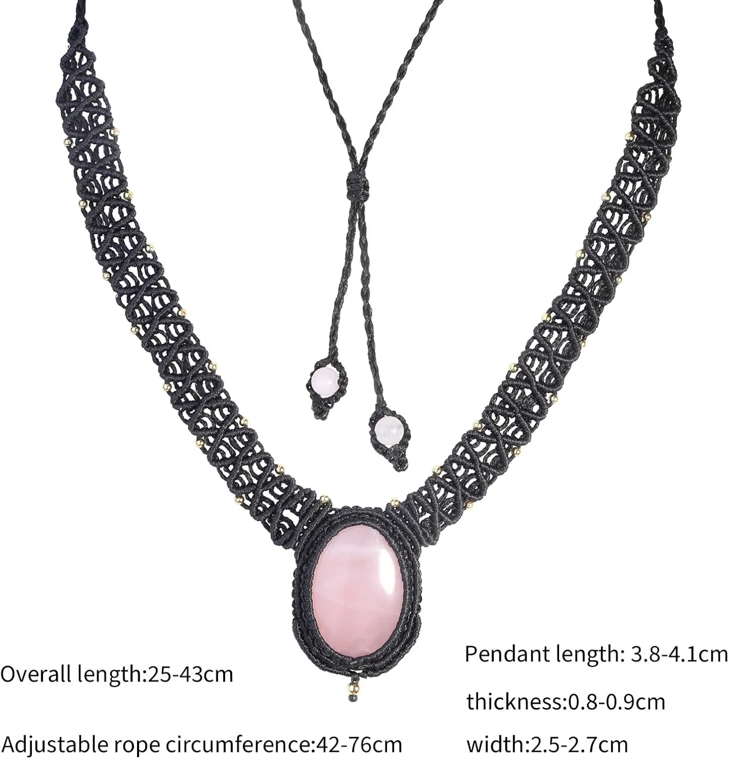 TUMBEELLUWA Cabochon Crystal Collar Choker for Women Men Adjustable Nylon Braided Oval Pendant Necklace Healing Stone Jewelry Gifts