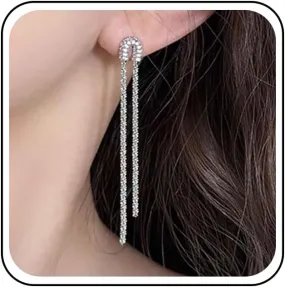 Vintage Chain Tassel Drop Earrings Silver Long Chain Earrings Metal Chain Dangle Earrings Minimalist Chain Earrings Jewelry for Women