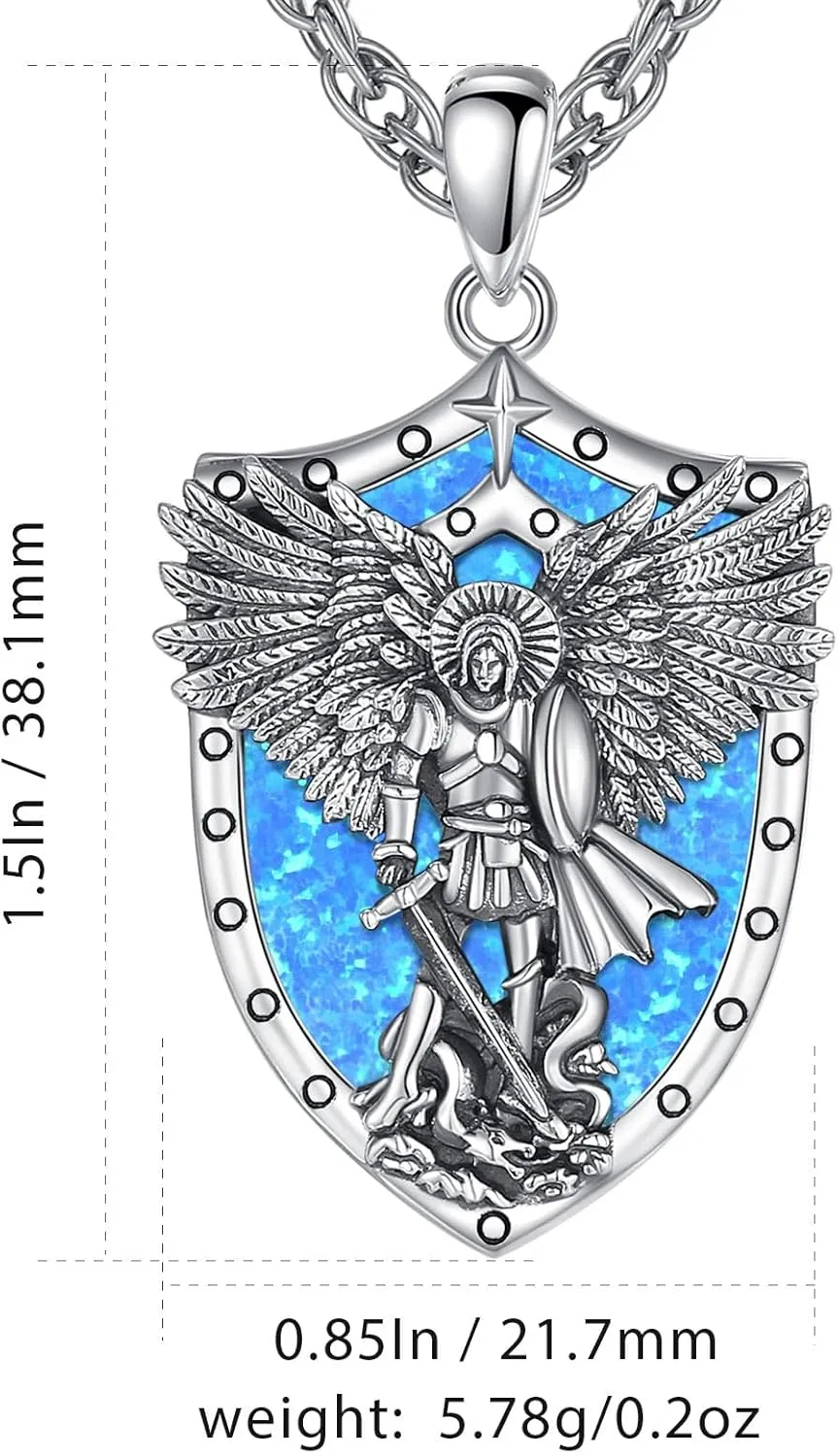 Vito 925 Sterling Silver Saint Necklaces for Women Men, St Michael/Crucifix/Caravaca/St Jude/Virgin Mary Pendant Patron Saint Amulet Medal Religion Jewelry Gift