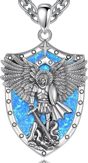 Vito 925 Sterling Silver Saint Necklaces for Women Men, St Michael/Crucifix/Caravaca/St Jude/Virgin Mary Pendant Patron Saint Amulet Medal Religion Jewelry Gift