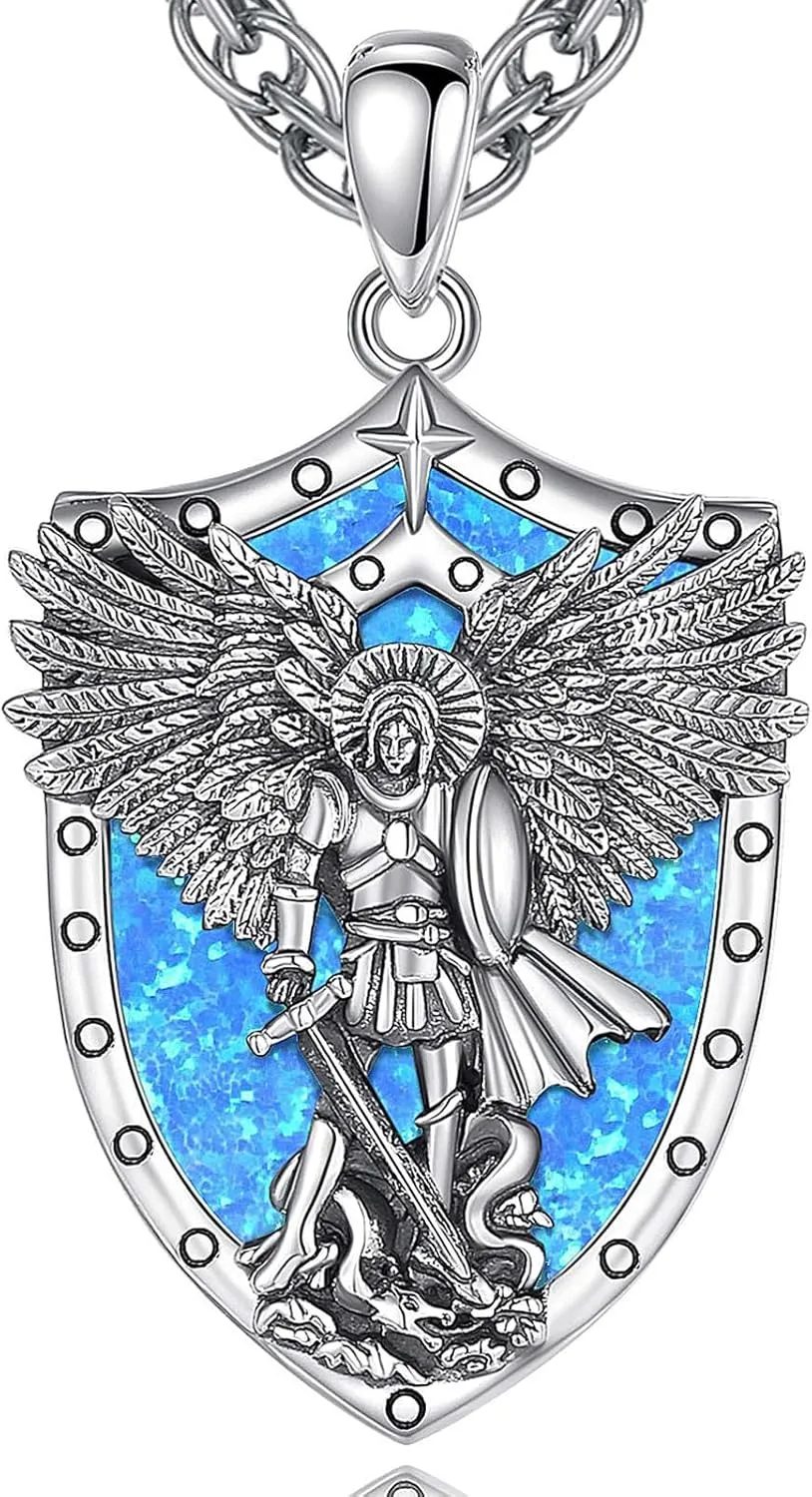 Vito 925 Sterling Silver Saint Necklaces for Women Men, St Michael/Crucifix/Caravaca/St Jude/Virgin Mary Pendant Patron Saint Amulet Medal Religion Jewelry Gift