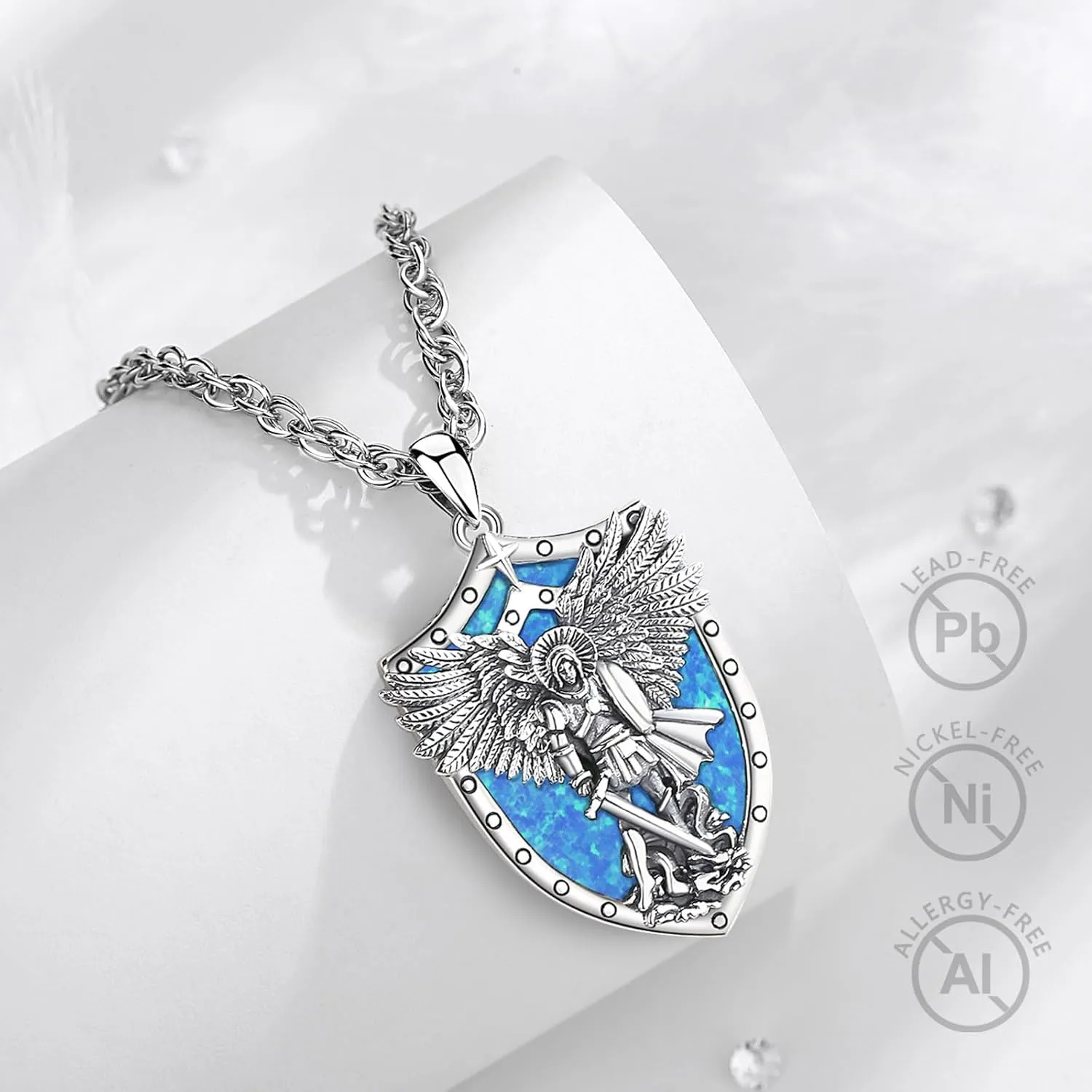 Vito 925 Sterling Silver Saint Necklaces for Women Men, St Michael/Crucifix/Caravaca/St Jude/Virgin Mary Pendant Patron Saint Amulet Medal Religion Jewelry Gift