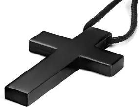 VNOX Stainless Steel Simple Cross Pendant Necklace Polished for Men Jesus Christ Lord Prayer,Nylon Rope 24"-25.6"