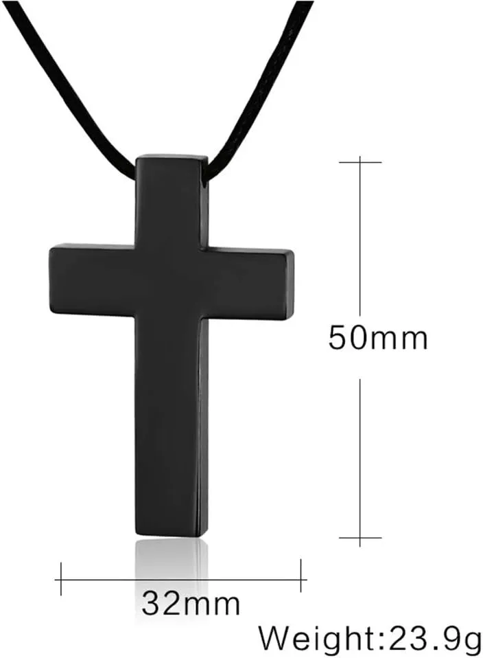 VNOX Stainless Steel Simple Cross Pendant Necklace Polished for Men Jesus Christ Lord Prayer,Nylon Rope 24"-25.6"