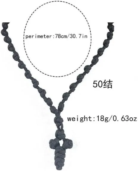 XAM Handmade Nylon Rope Cross Necklace - Adjustable Length Unisex Prayer Jewelry