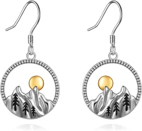 YFN Sterling Silver Mountain Dangle Drop Earrings - Women's Mountain Jewelry